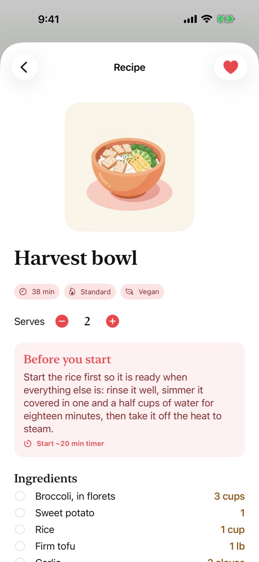 Cooking Sudoku — an illustrated recipe with timers and servings
